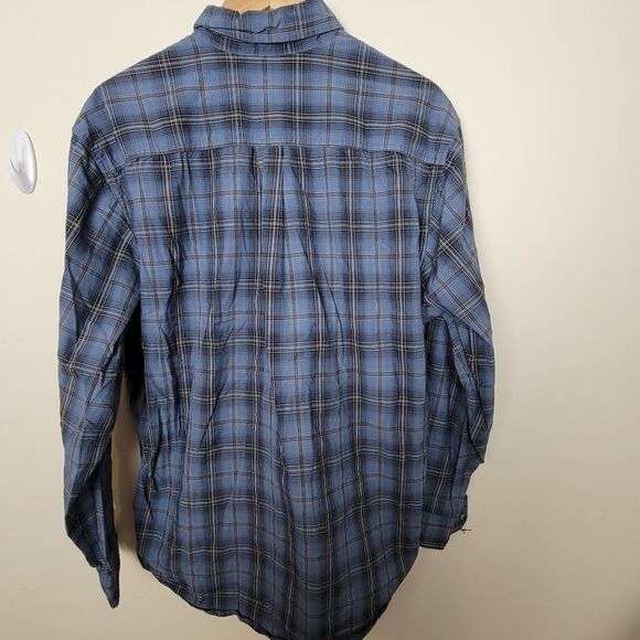 CARHARTT Mens Blue Button Down Plaid Shirt Long Sleeve Large - Picture 2 of 5